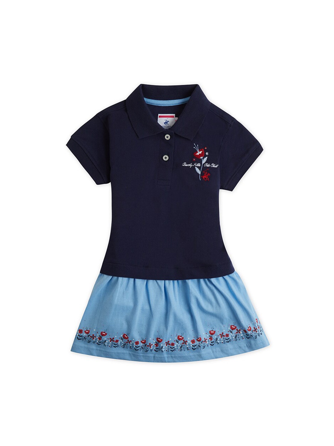 

Beverly Hills Polo Club Girls Shirt Collar A-Line Dress, Blue