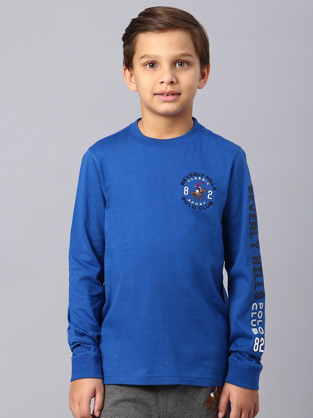 

Beverly Hills Polo Club Boys Round Neck Pure Cotton T-shirt, Blue