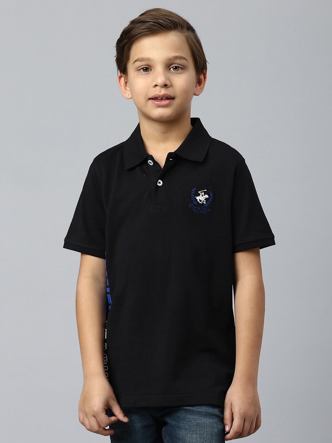 

Beverly Hills Polo Club Boys Polo Collar Pure Cotton Casual T-shirt, Black