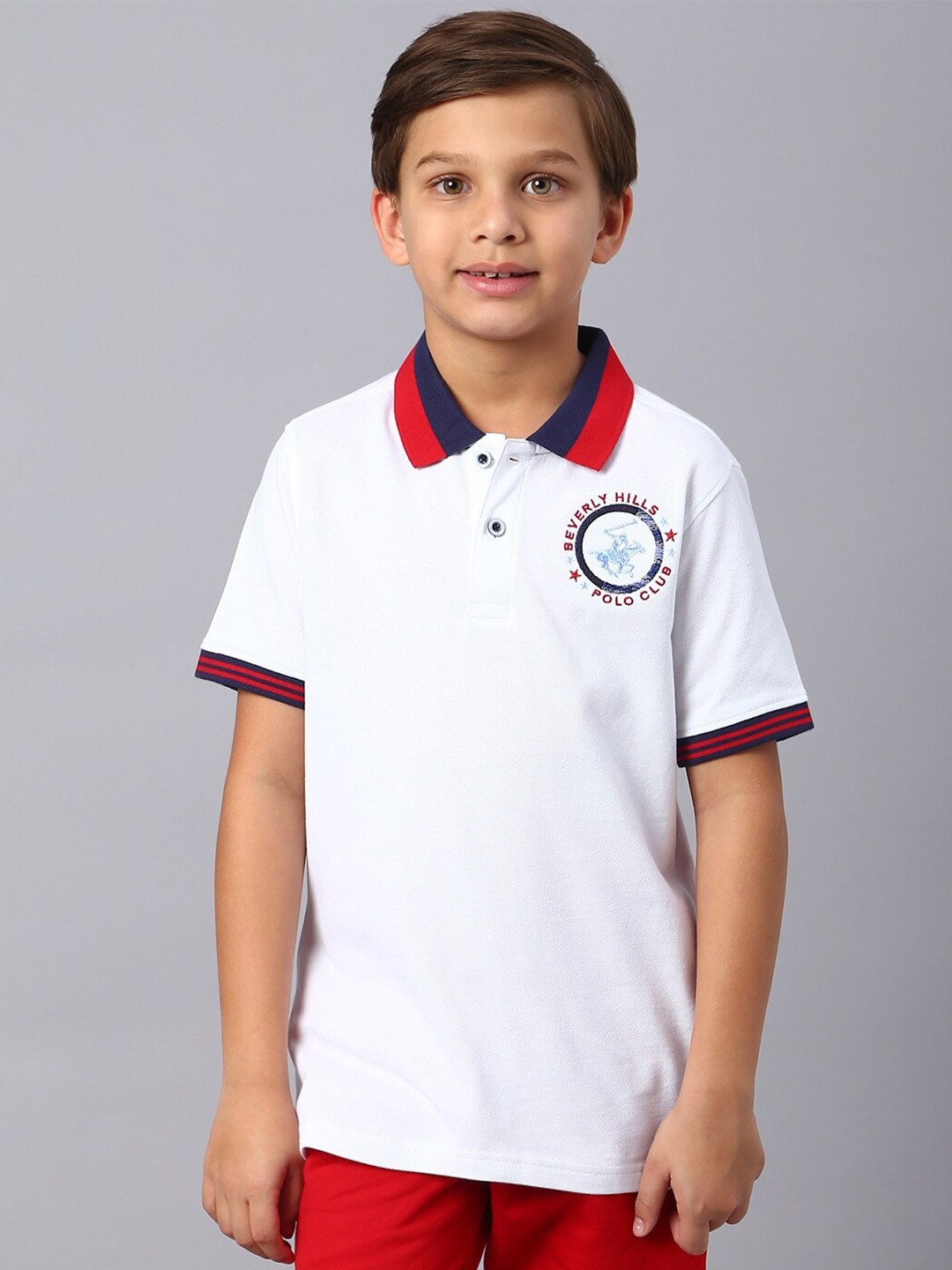 

Beverly Hills Polo Club Boys Polo Collar Pure Cotton Casual T-shirt, White
