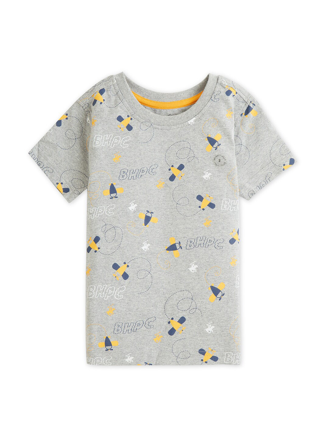 

Beverly Hills Polo Club Boys Pack Of 2 Printed Round Neck Pure Cotton T-shirts, Grey