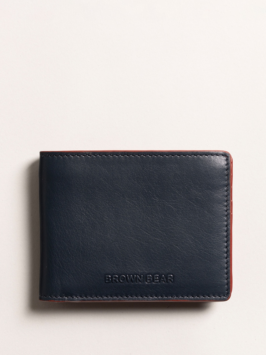 

BROWN BEAR Men Leather Two Fold Wallet, Blue