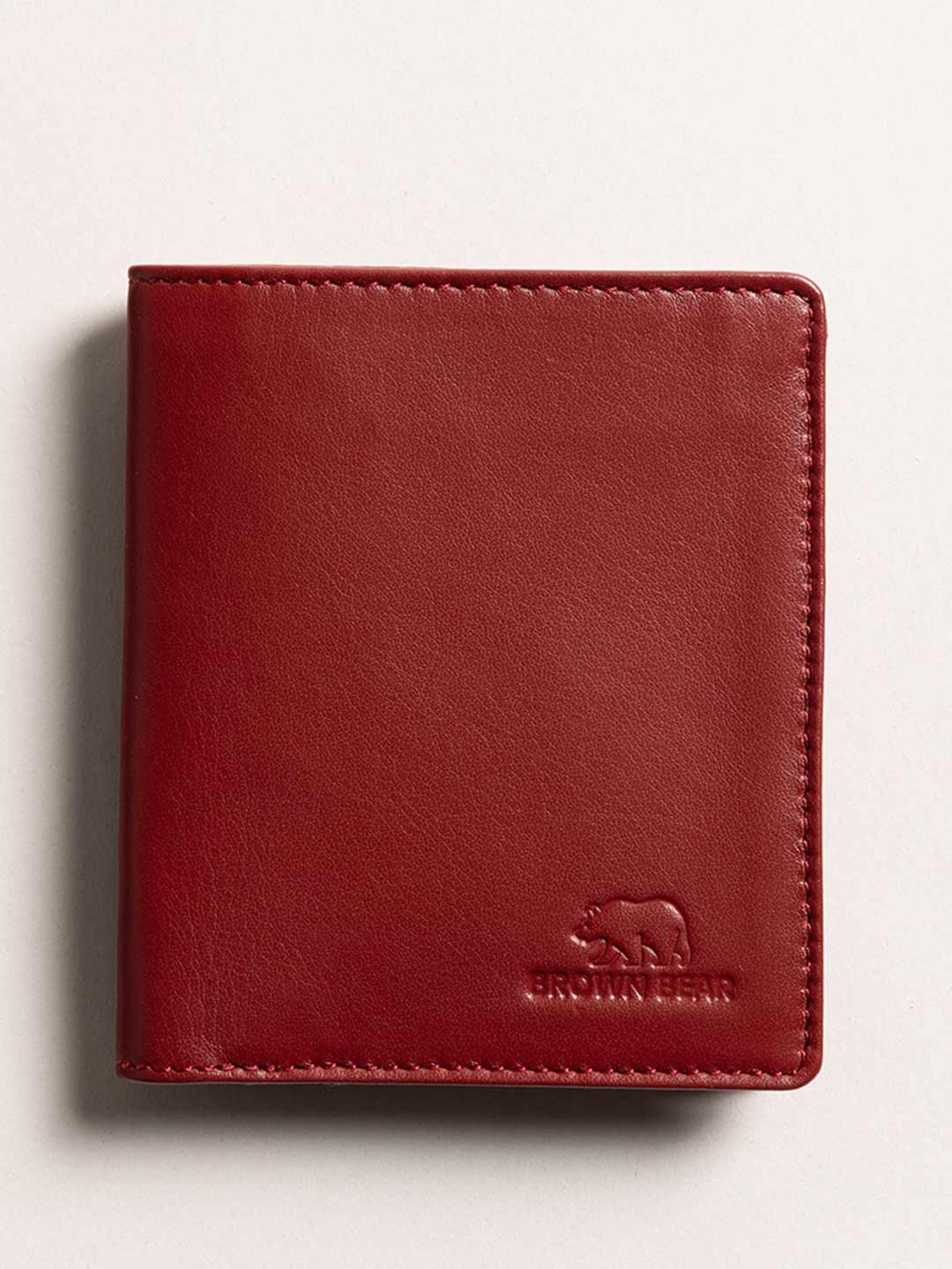 

BROWN BEAR Unisex Textured Leather Two Fold Wallet, Red