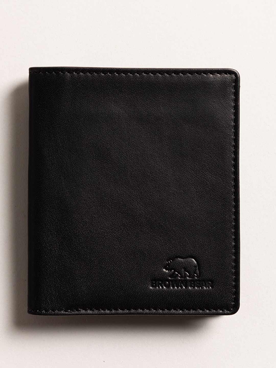 

BROWN BEAR Unisex Leather Two Fold Wallet, Black