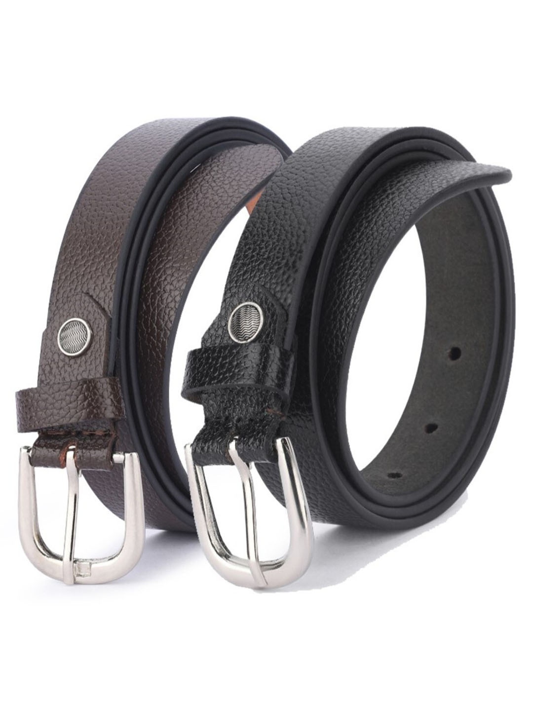 

DressBerry Black Women Set Of 2 Leather Formal Belts