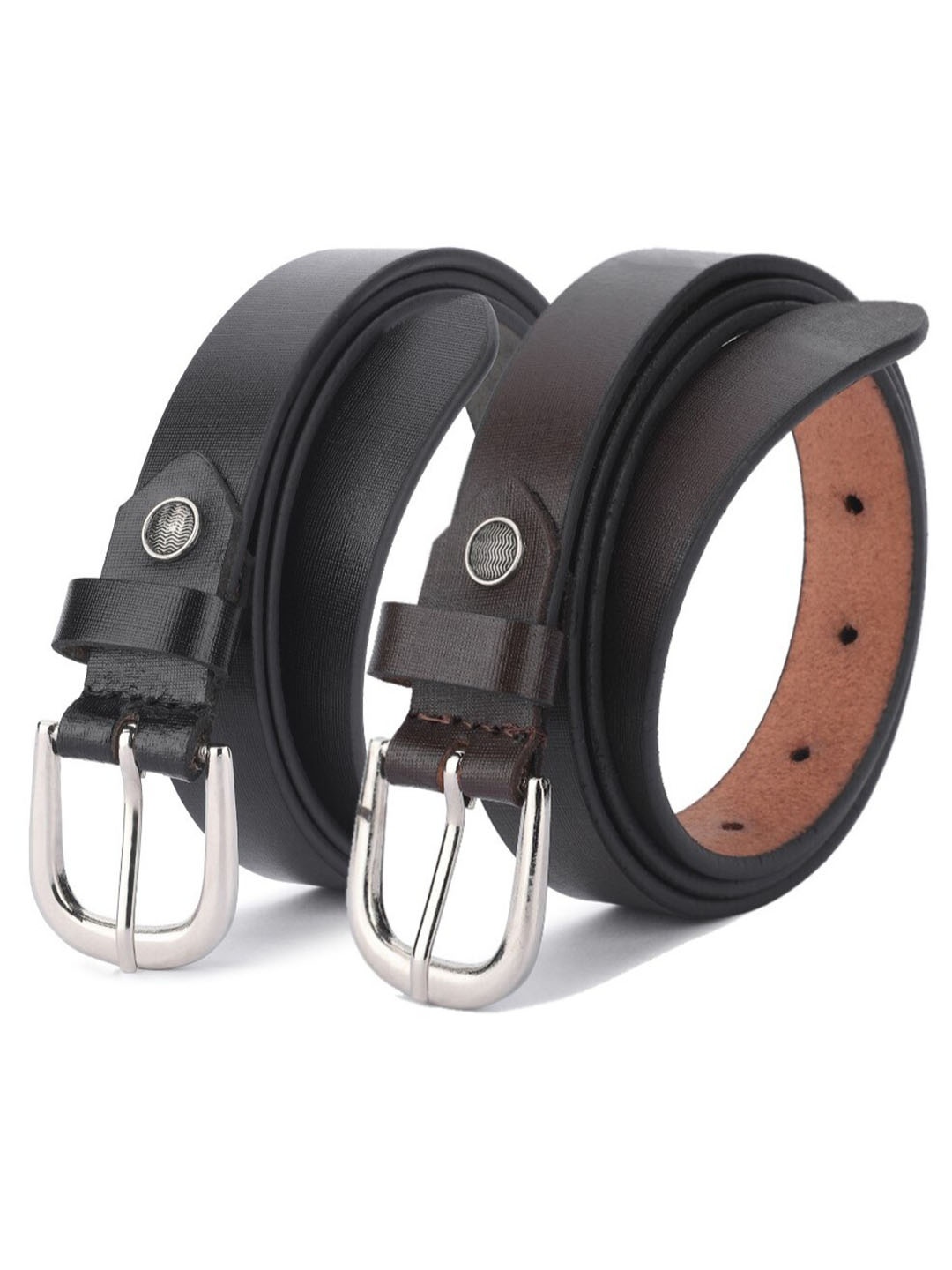 

DressBerry Black Women Set Of 2 Leather Formal Belts