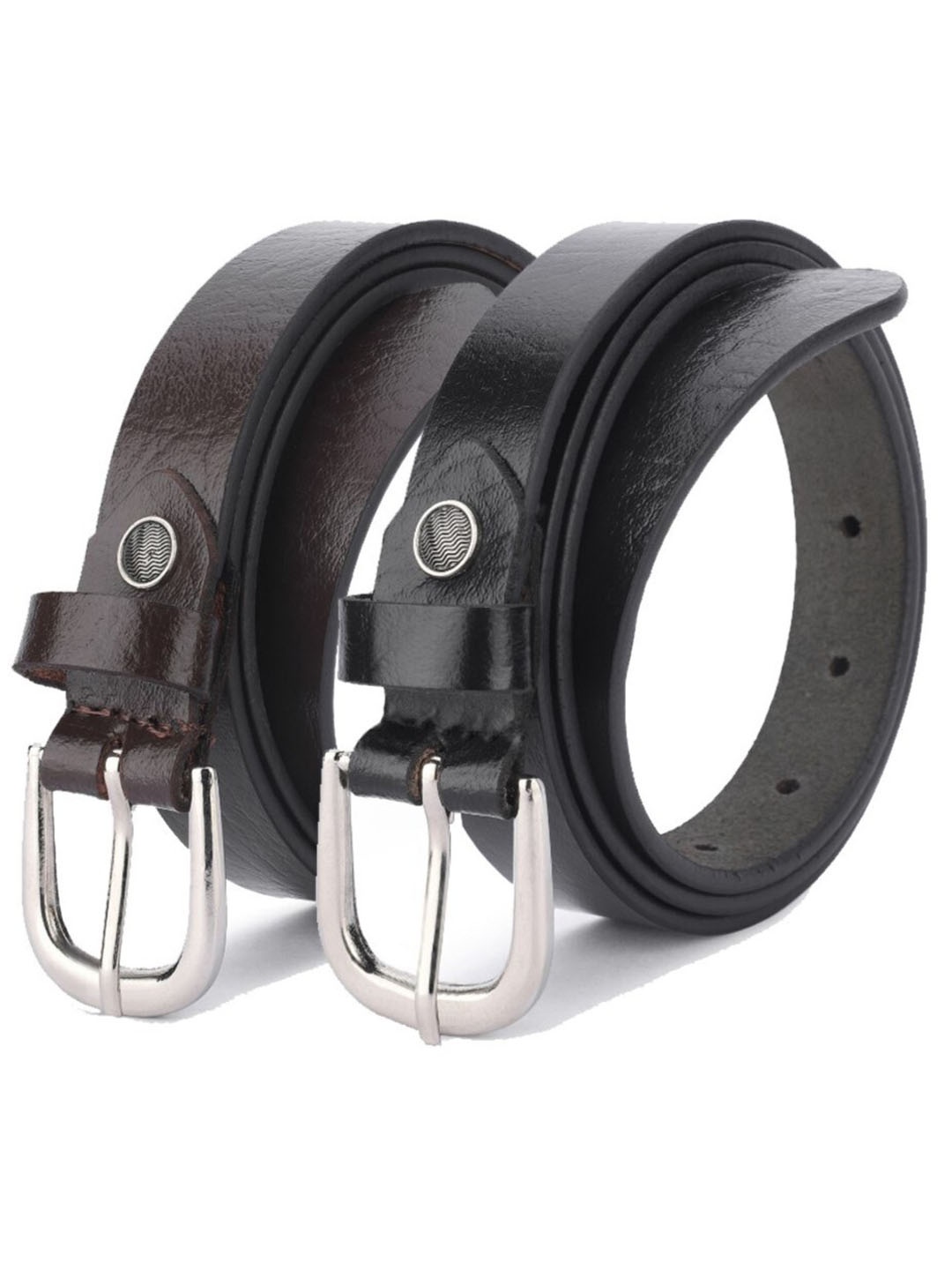 

DressBerry Black Women Set Of 2 Leather Formal Belts