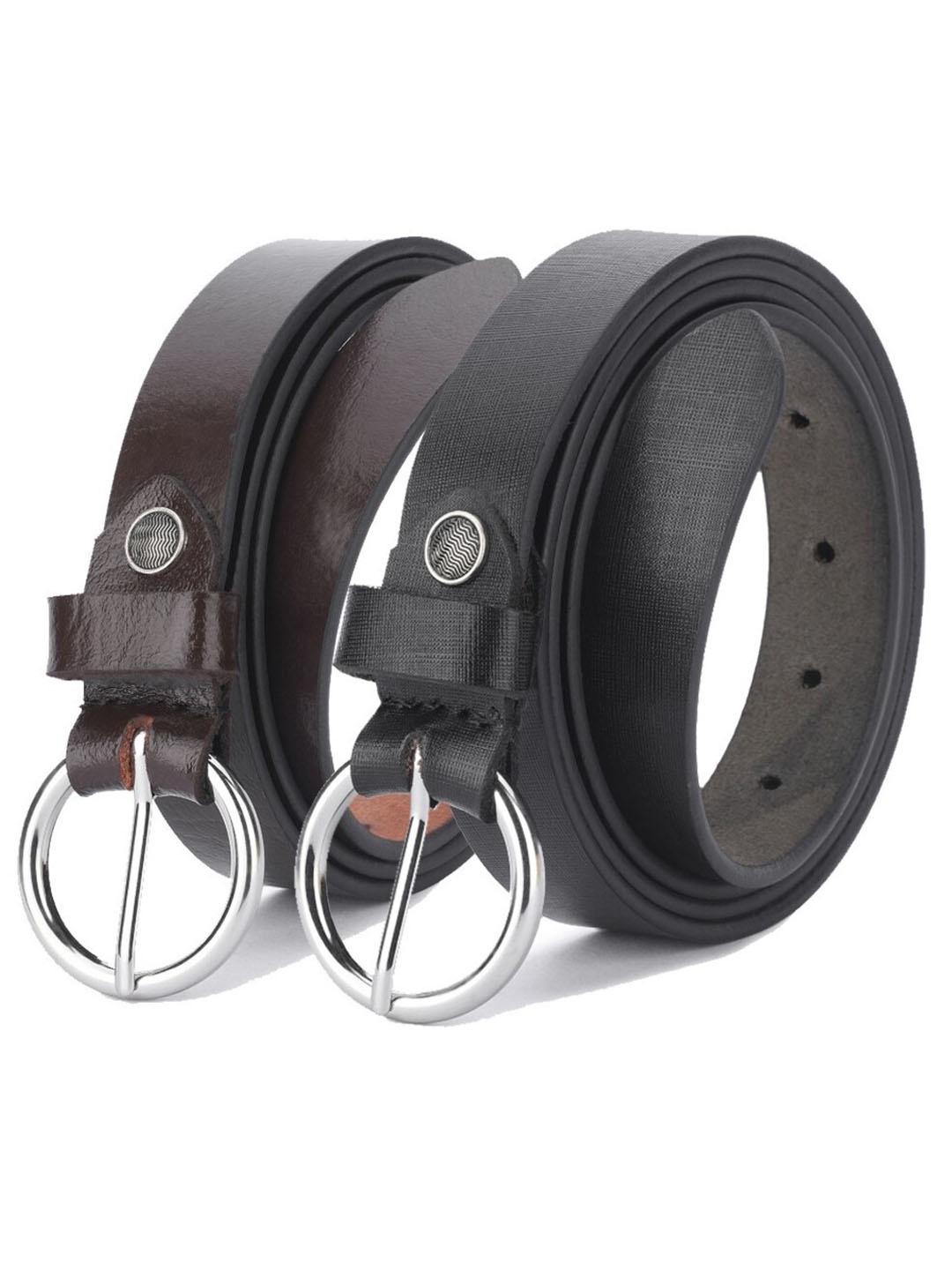 

DressBerry Black Women Set Of 2 Leather Formal Belts