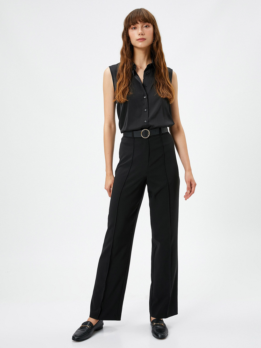 

Koton Spread Collar Sleeveless Casual Shirt, Black
