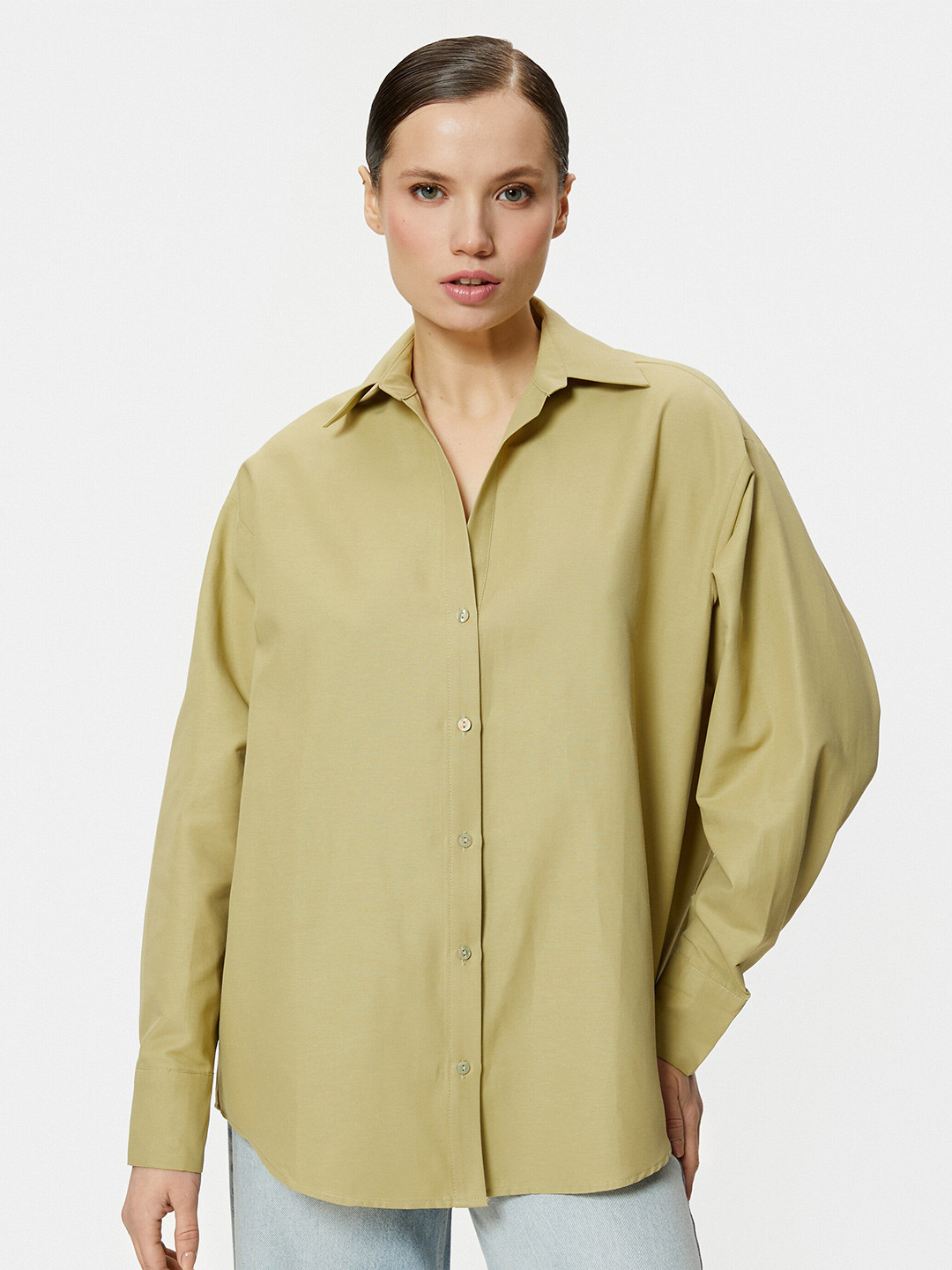 

Koton Spread Collar Oversized Casual Shirt, Green