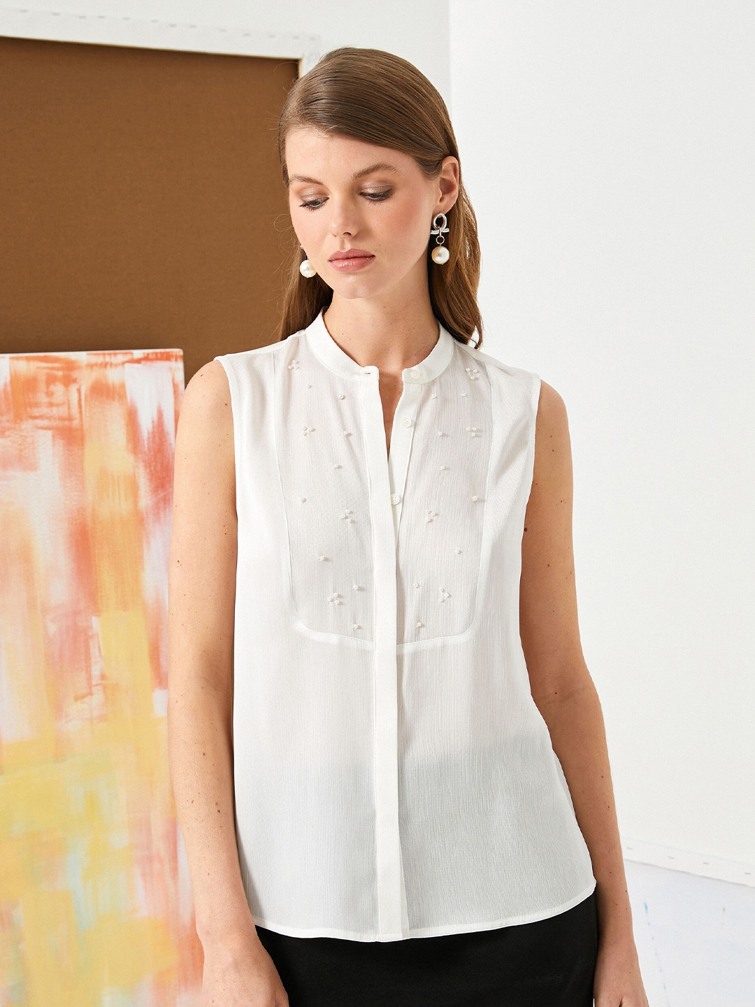 

Koton Mandarin Collar Casual Shirt, Off white
