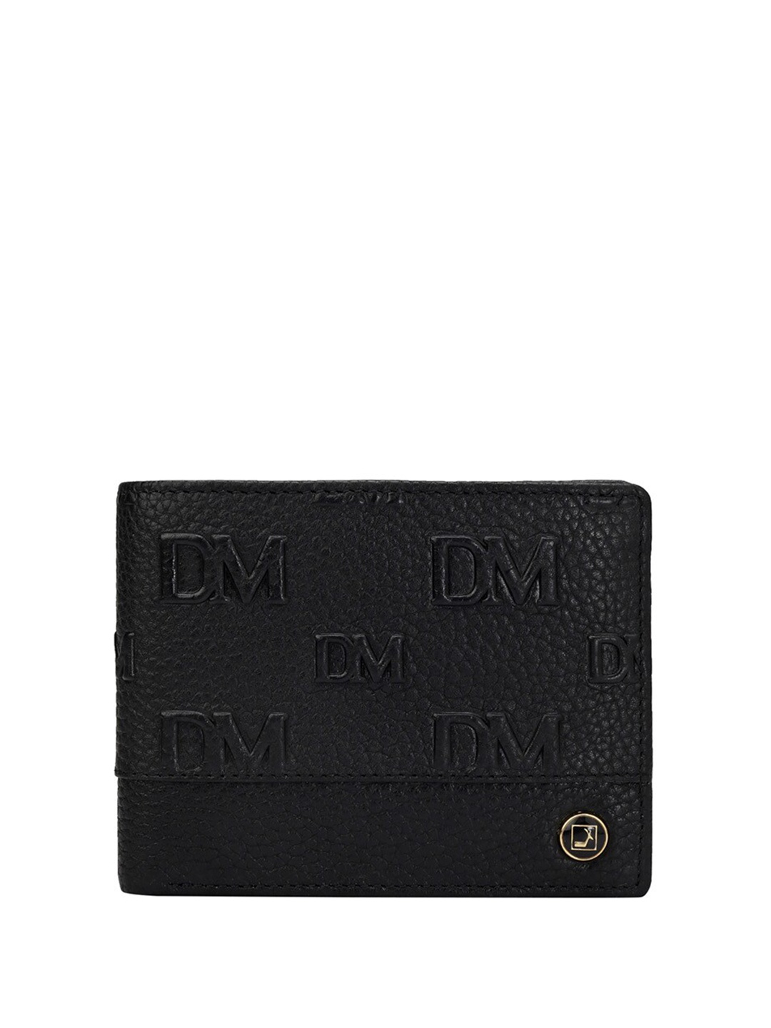 

Da Milano Men Textured Leather Two Fold Wallet, Black