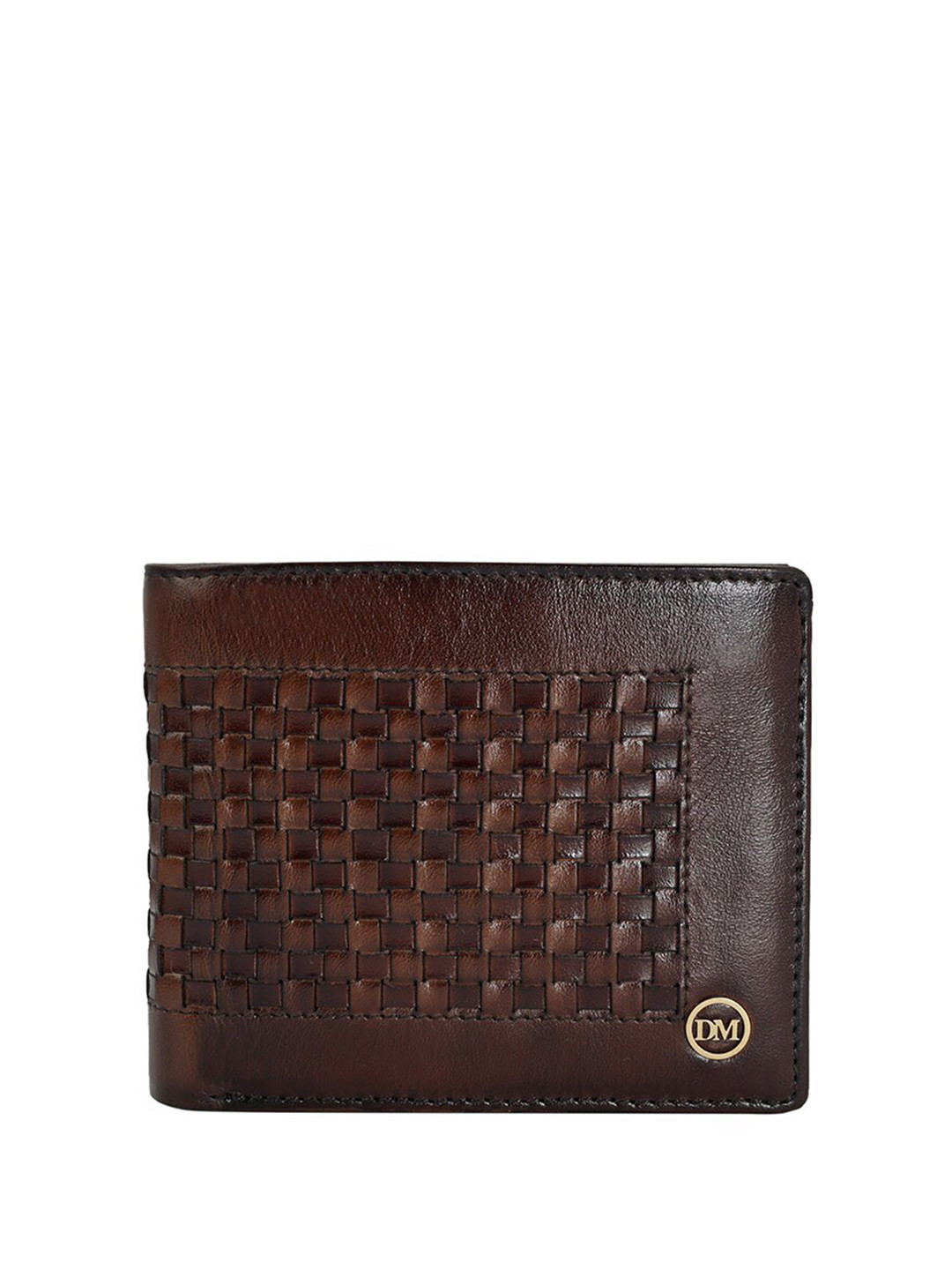 

Da Milano Geometric Textured Leather Two Fold Wallet, Brown