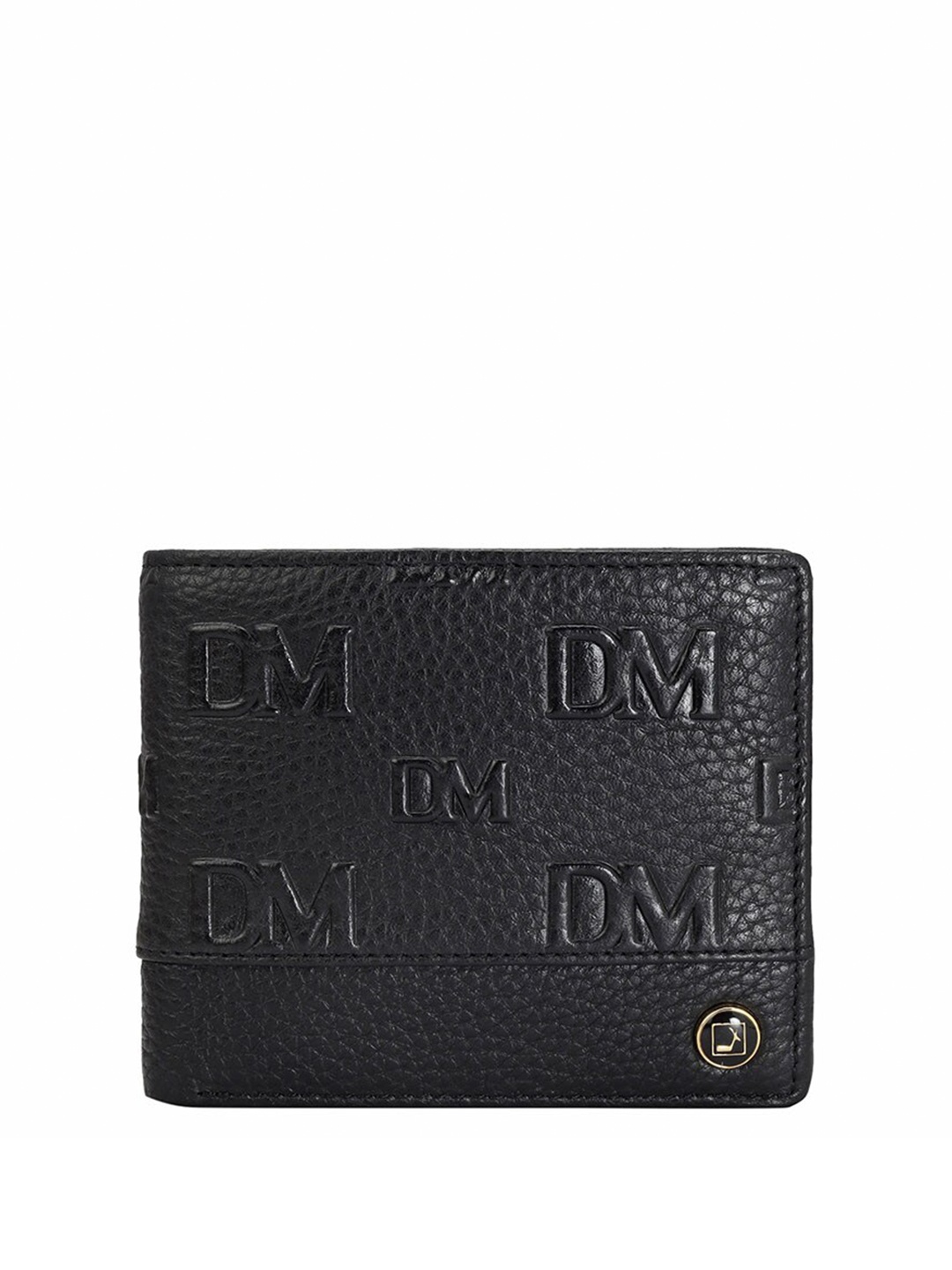 

Da Milano Men Textured Leather Two Fold Wallet, Black