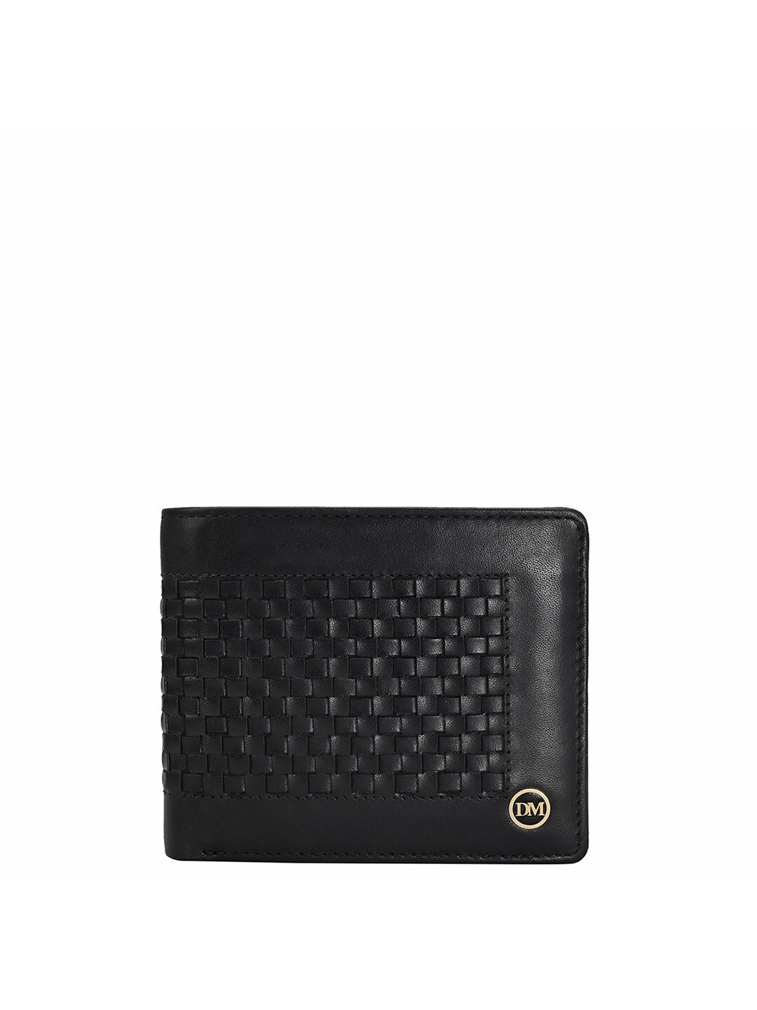 

Da Milano Men Textured Leather Two Fold Wallet, Black