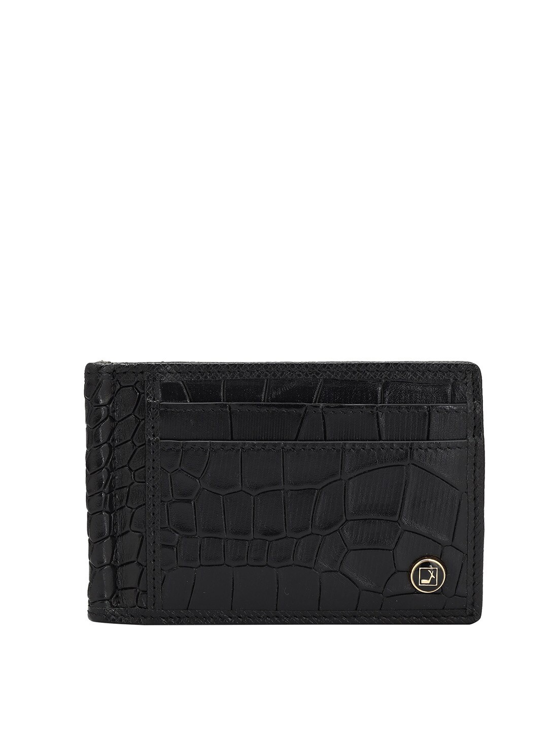 

Da Milano Men Textured Leather Two Fold Wallet, Black