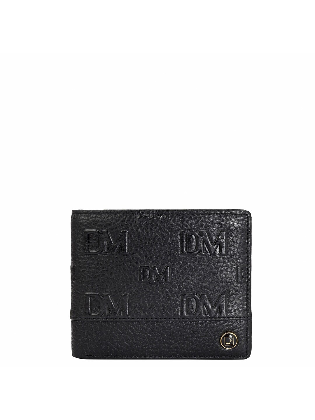 

Da Milano Men Typography Textured Leather Two Fold Wallet, Black