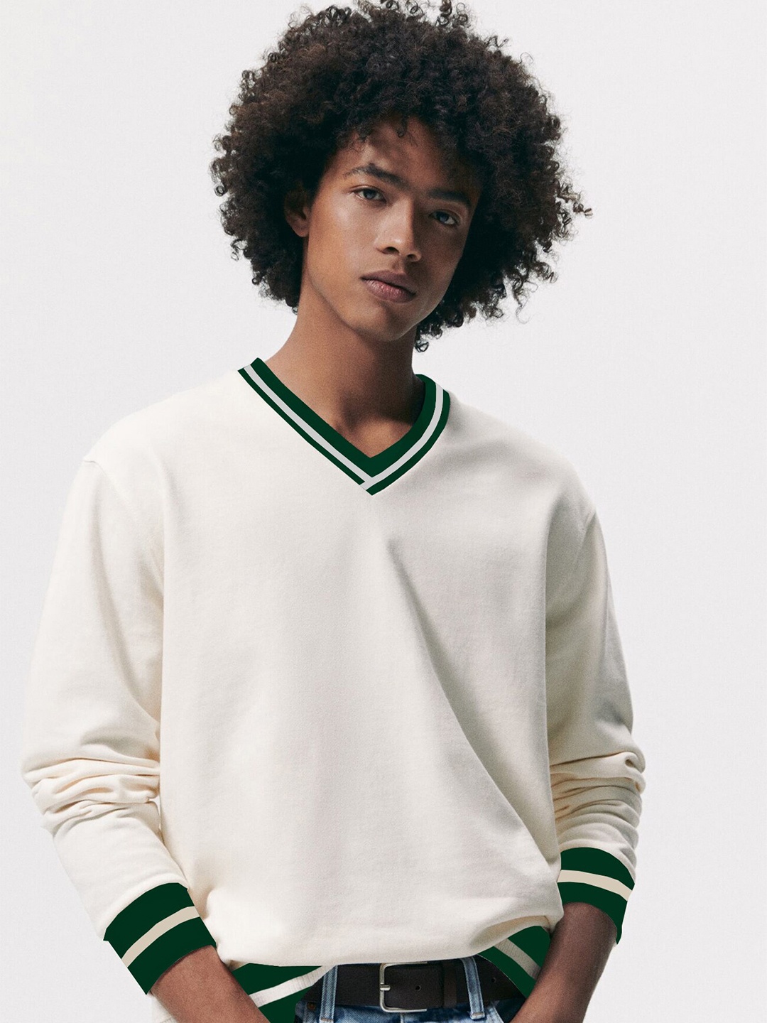

CLAFOUTIS V-Neck Long Sleeves T-shirt, White