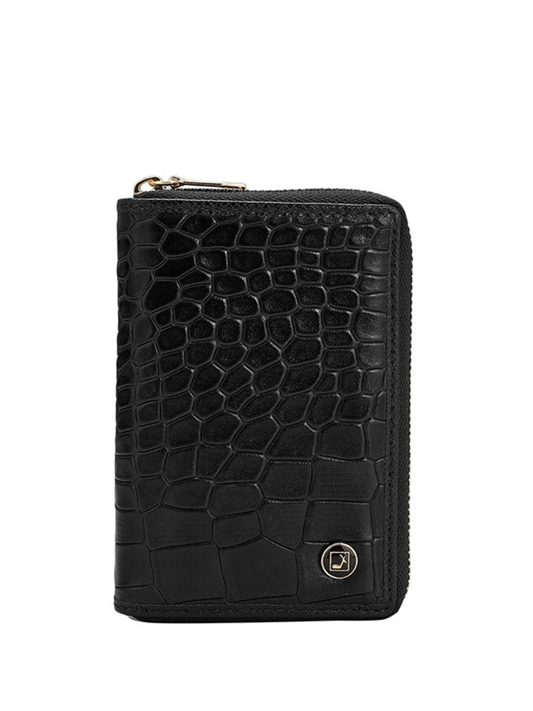 

Da Milano Unisex Geometric Textured Leather Card Holder, Black