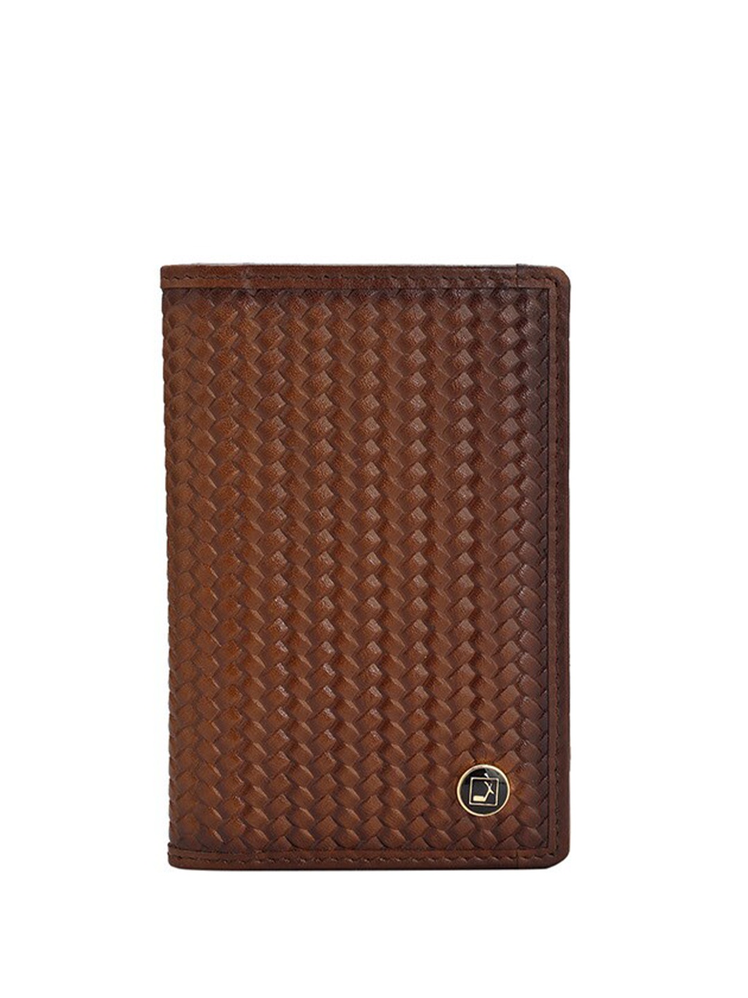 

Da Milano Unisex Textured Leather Two Fold Wallet, Brown