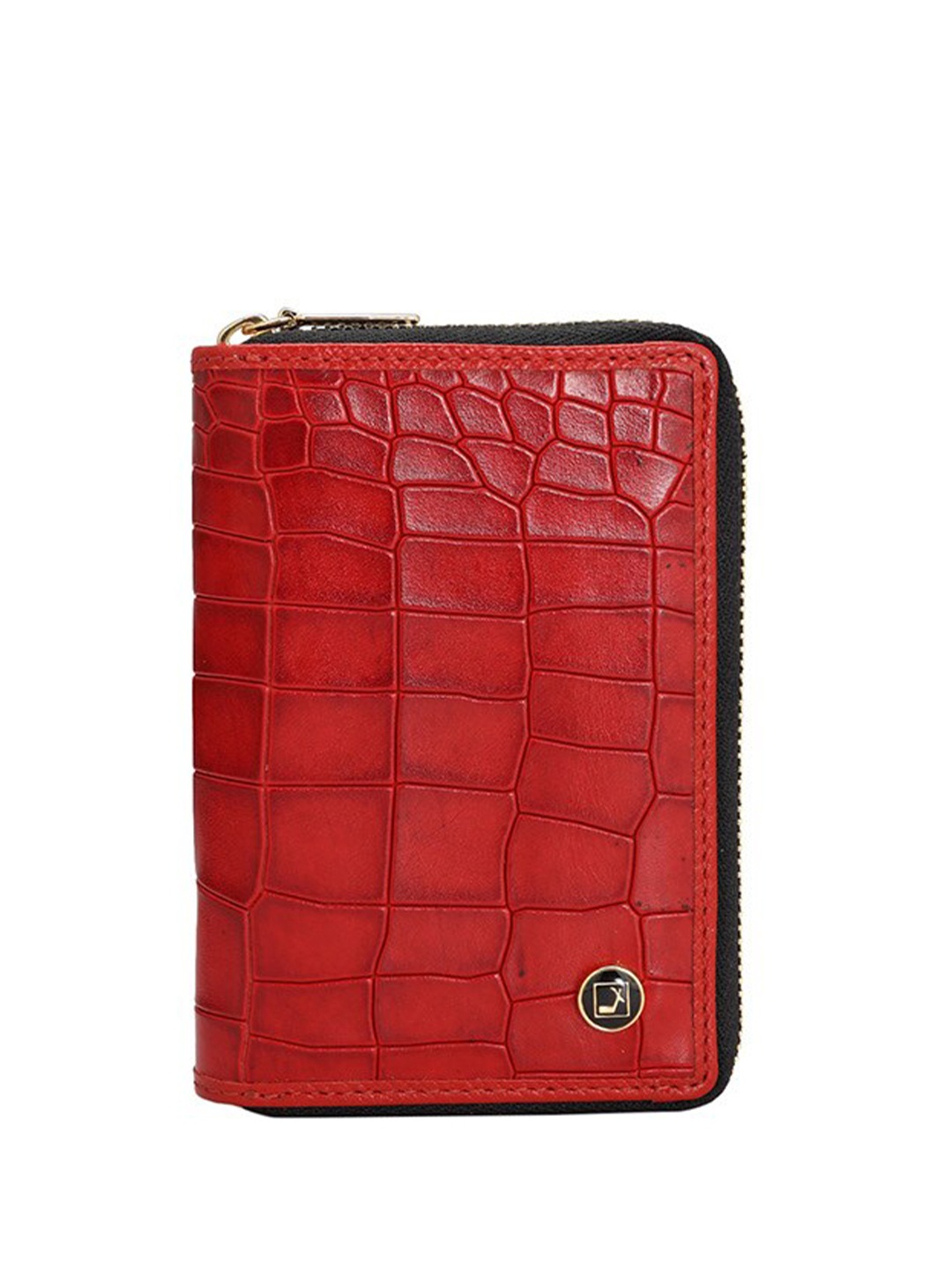 

Da Milano Unisex Textured Leather Zip Around Wallet, Red