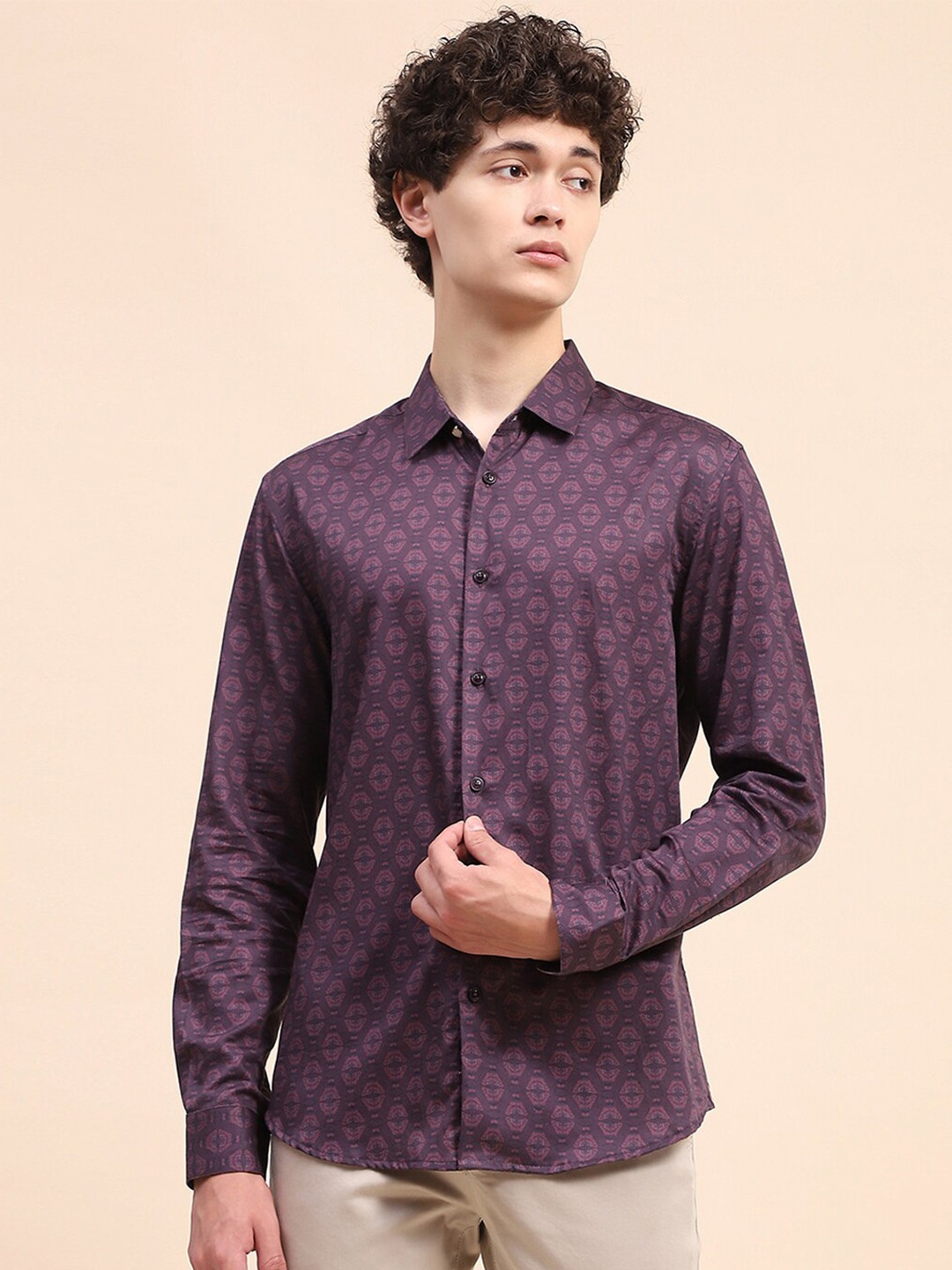 

CAMLA Abstract Printed Cotton Casual Shirt, Red