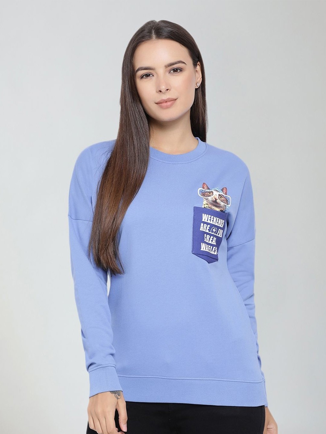 

Moda Elementi Printed Applique Sweatshirt, Blue