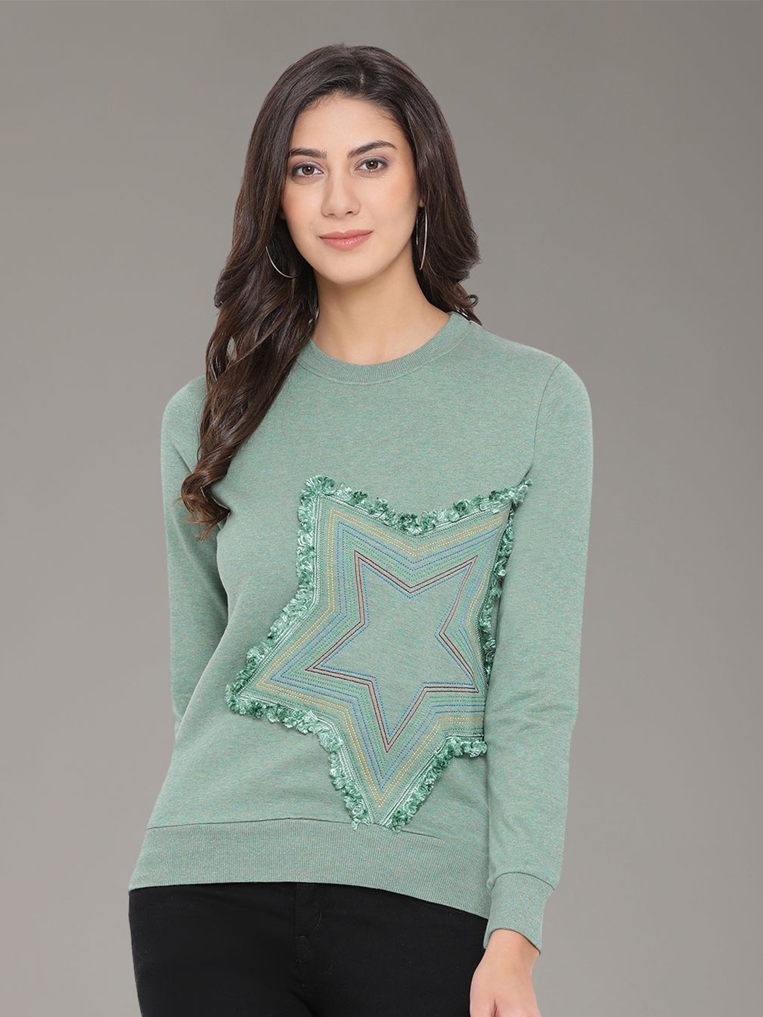 

Moda Elementi Sequined Embellished Sweatshirt, Olive
