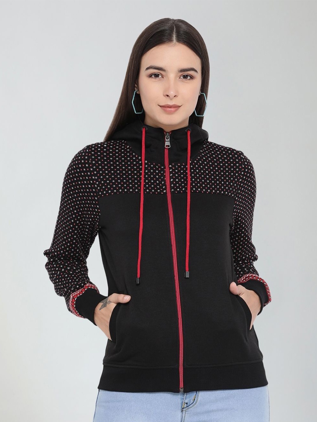 

Moda Elementi Abstract Printed Hooded Sweatshirt, Black