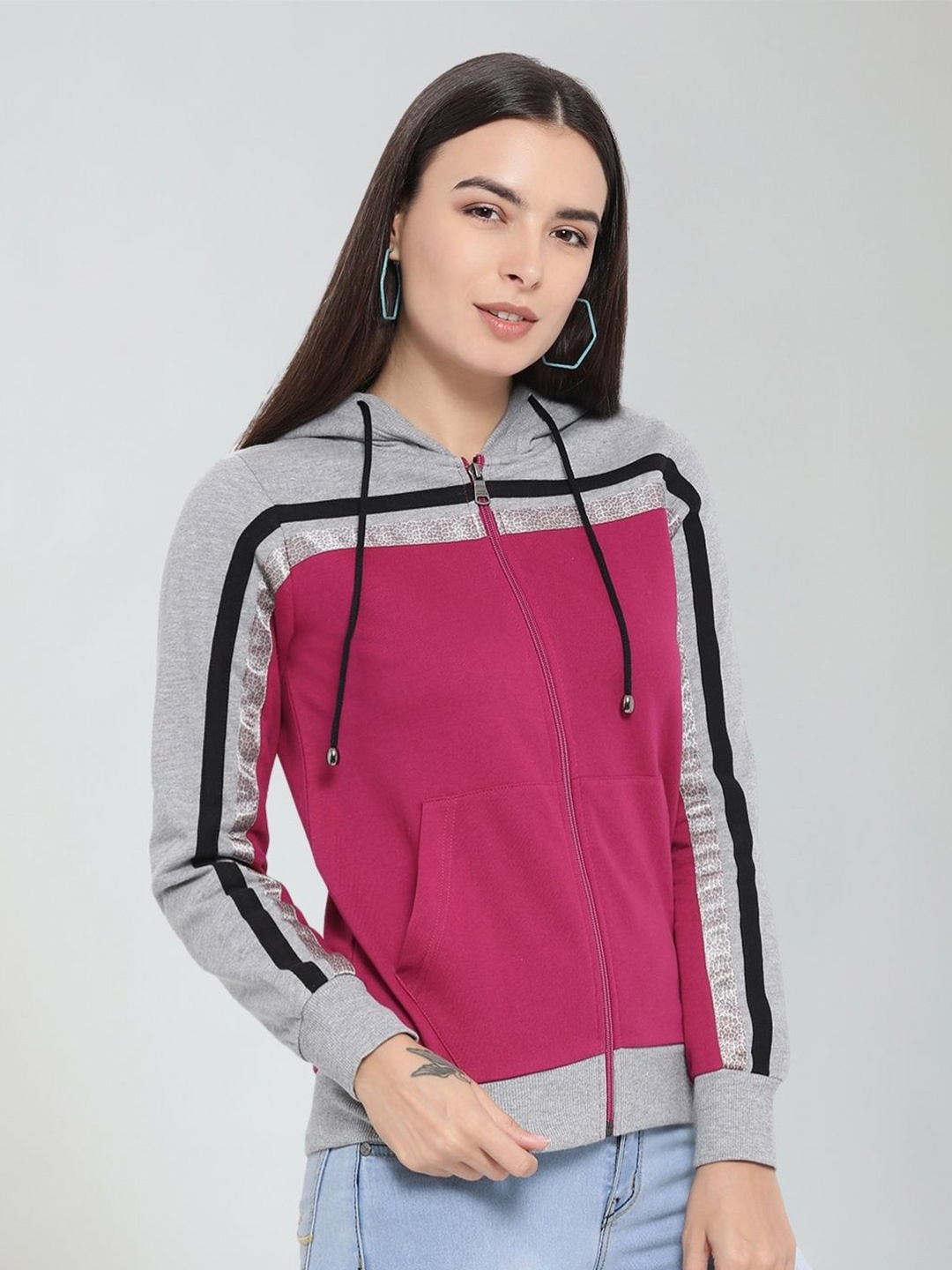 

Moda Elementi Colourblocked Hooded Sweatshirt, Maroon