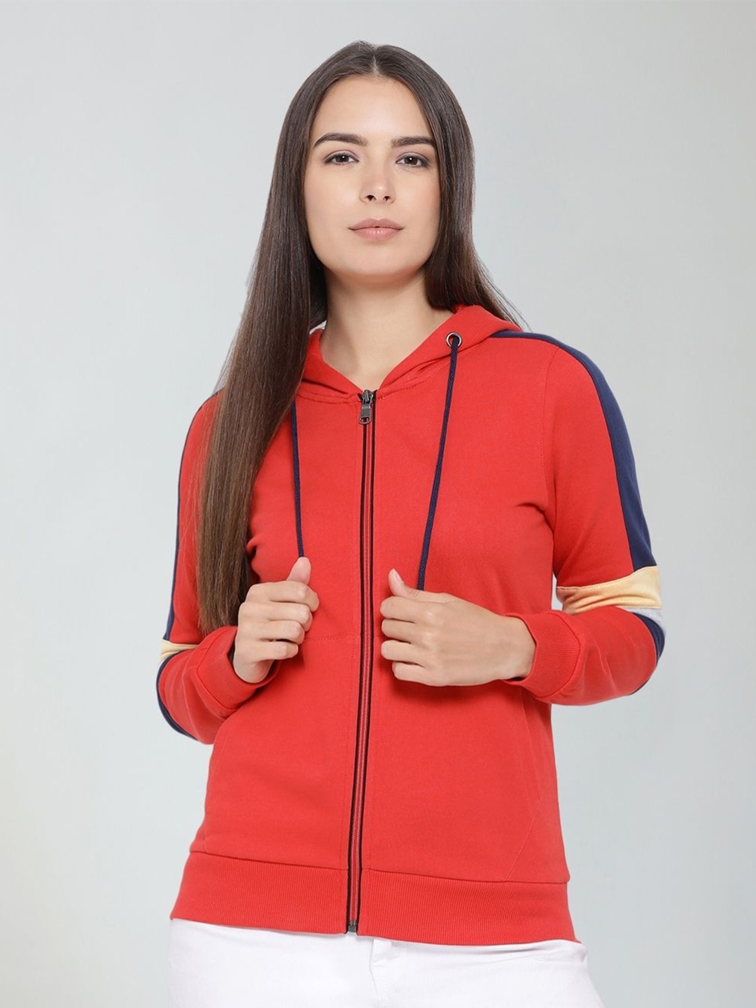 

Moda Elementi Colourblocked Hooded Sweatshirt, Red