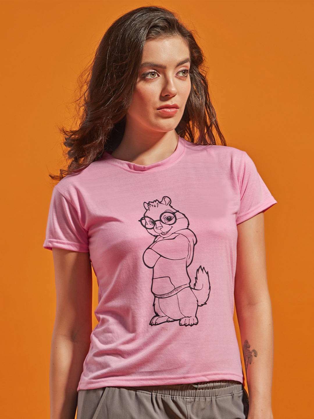 

STHULAS Graphic Printed Cotton T-shirt, Pink