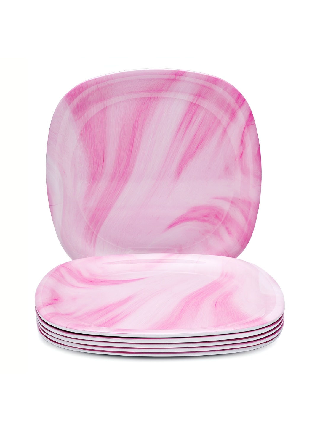 

Bataniya Pink 6 Pieces Printed Melamine Dishwasher Safe Glossy Plates