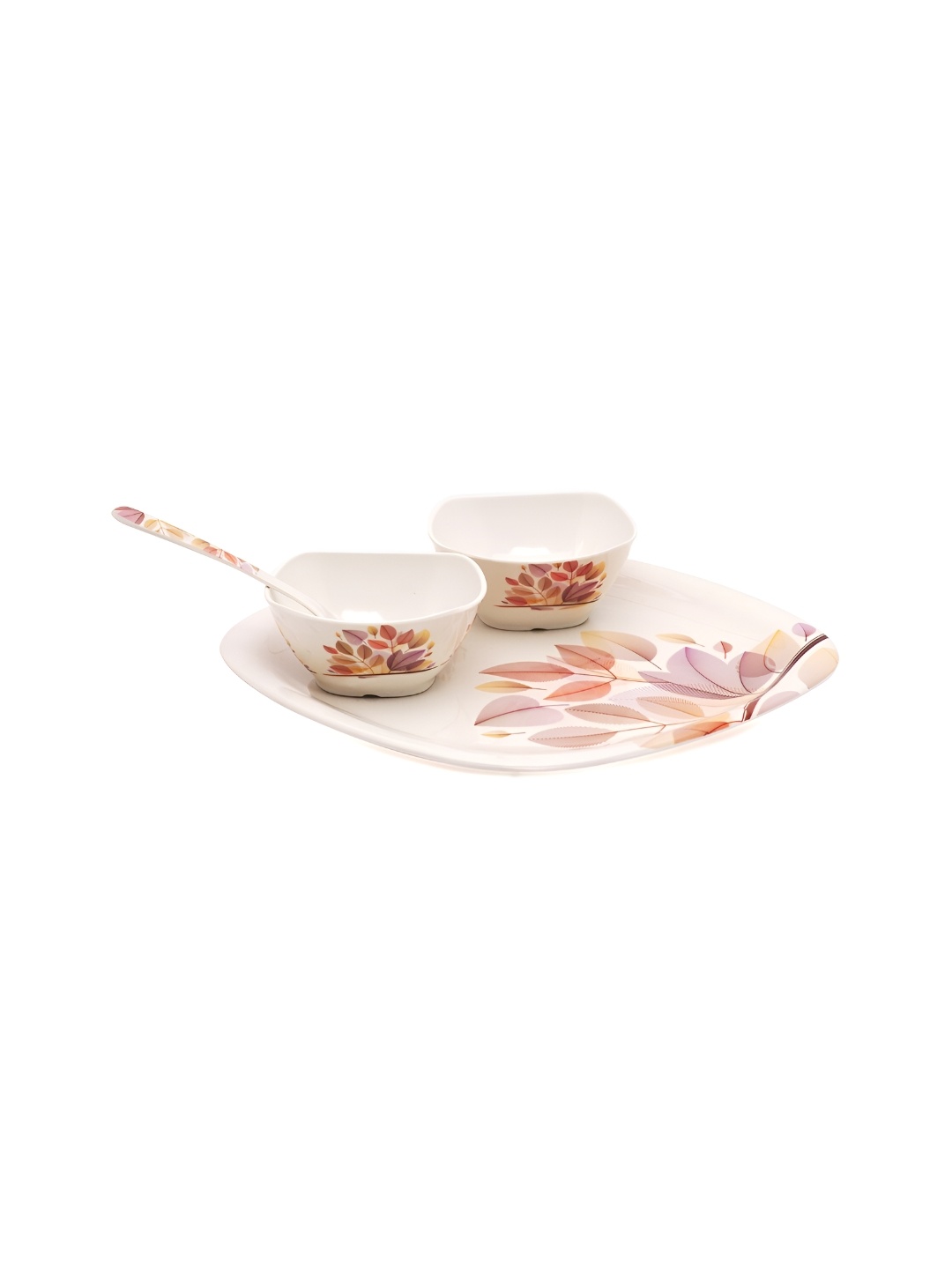 

Bataniya Orange & 4 Pieces Floral Printed Melamine Dinner Set