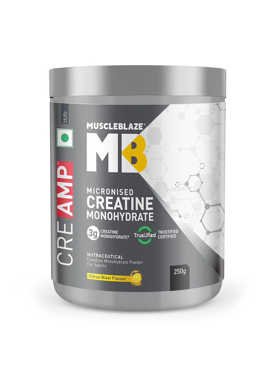 

MuscleBlaze Creatine Monohydrate CreAMP with CreAbsorb 250 G, Orange