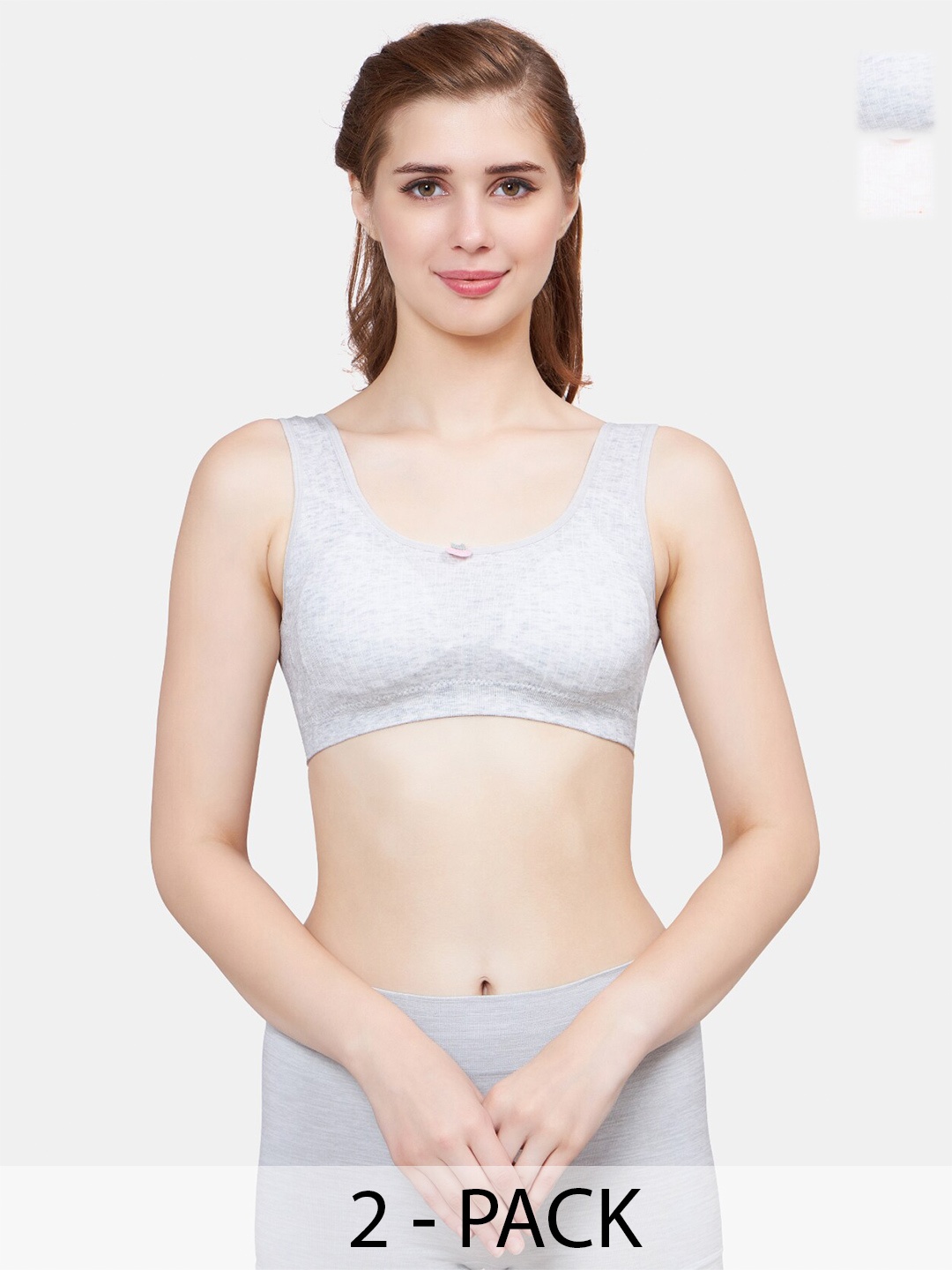 

PLUMBURY Pack Of 2 Full Coverage Lightly Padded Bra All Day Comfort, Grey
