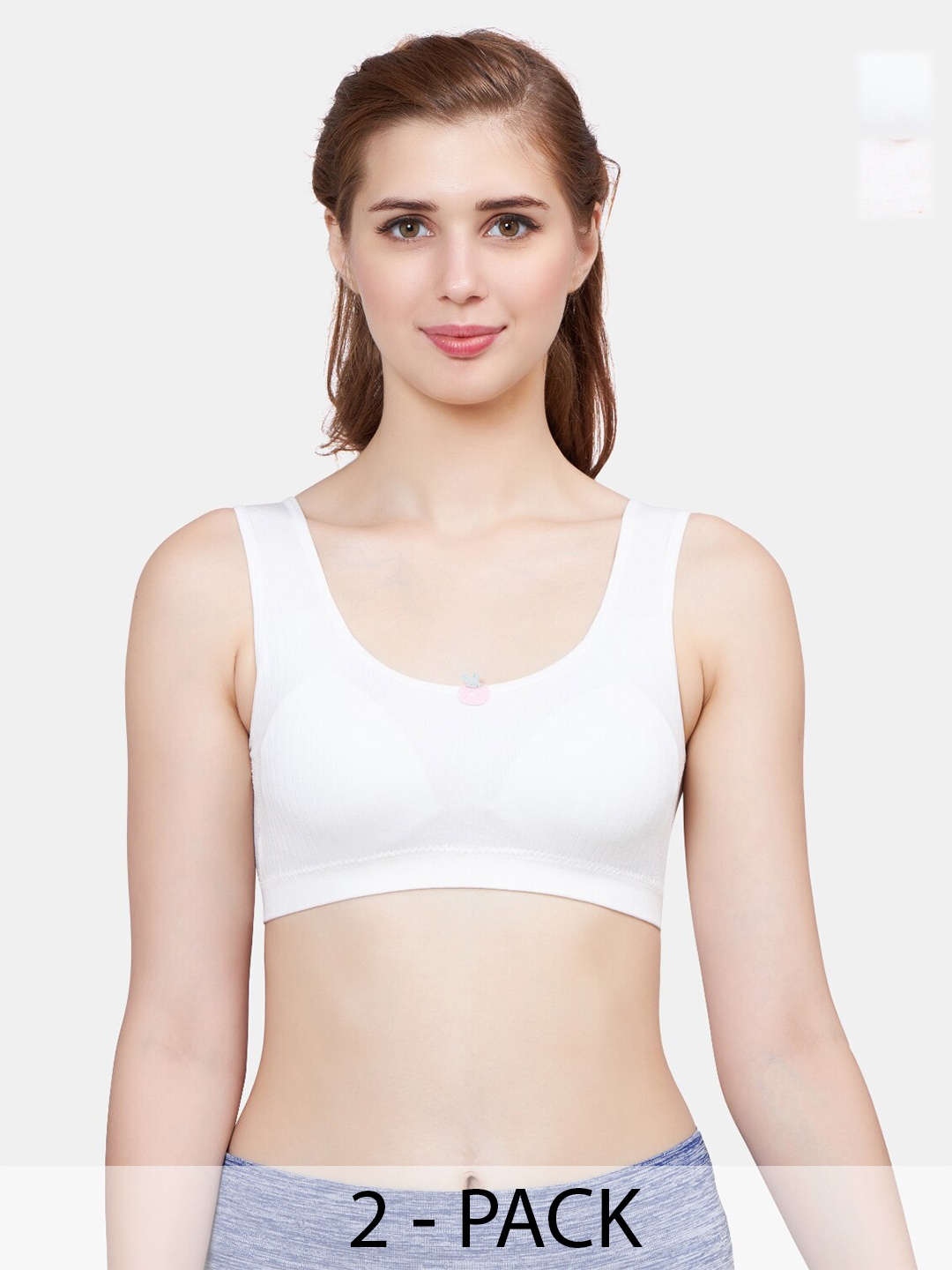 

PLUMBURY Pack Of 2 Full Coverage Lightly Padded Bra All Day Comfort, White