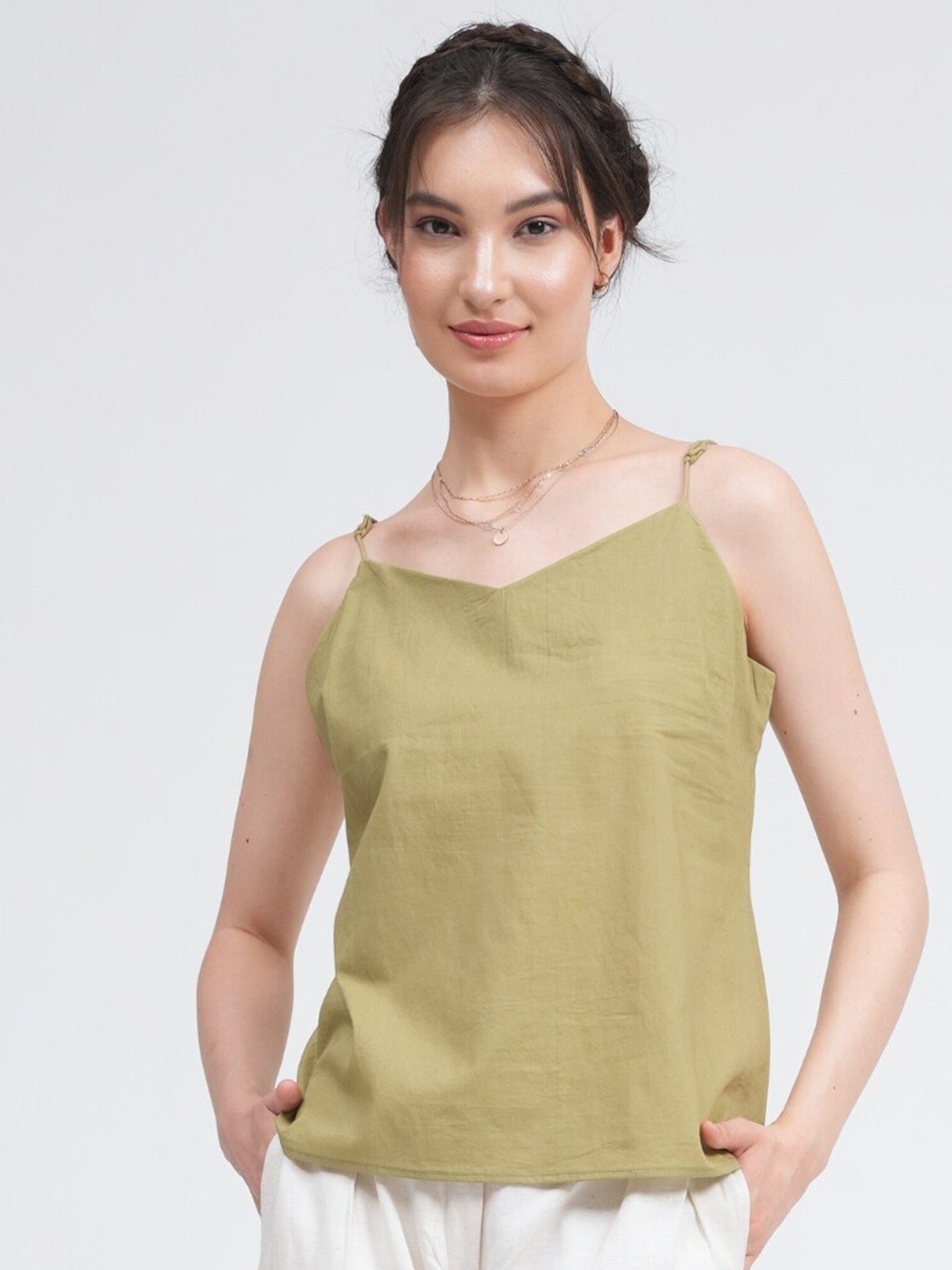 

Saltpetre Shoulder Straps Organic Cotton Top, Green