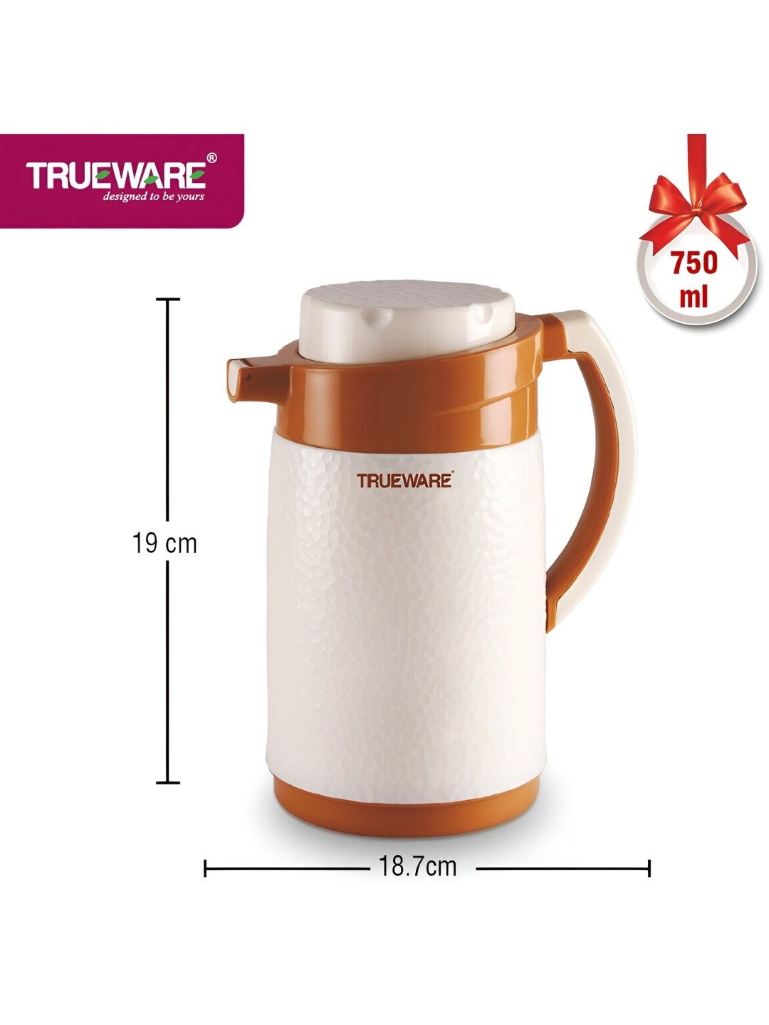 

Trueware Orange & White Flask Water Bottle 750ml