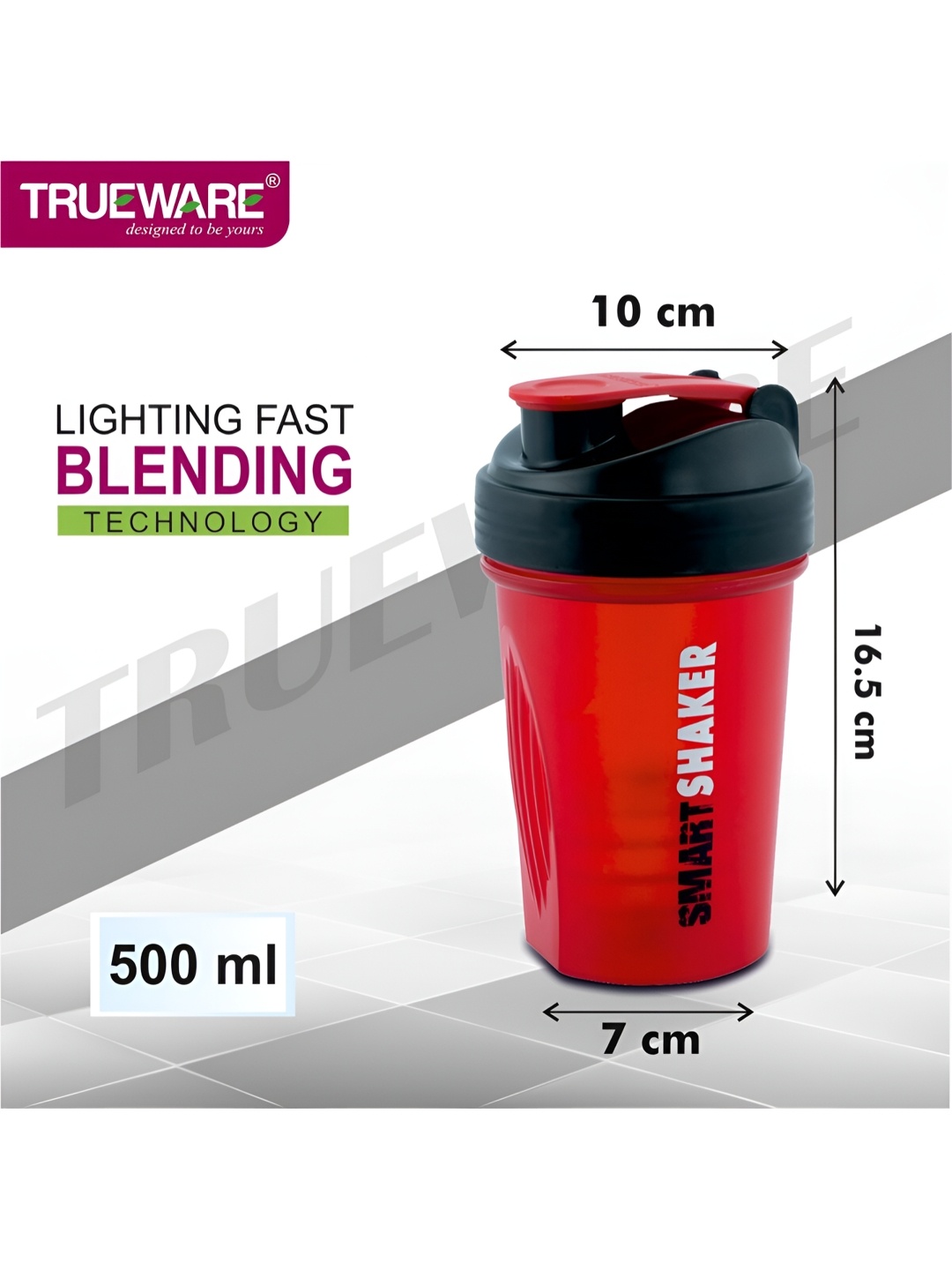 

Trueware Red Plastic Shaker Water Bottle 500 ml