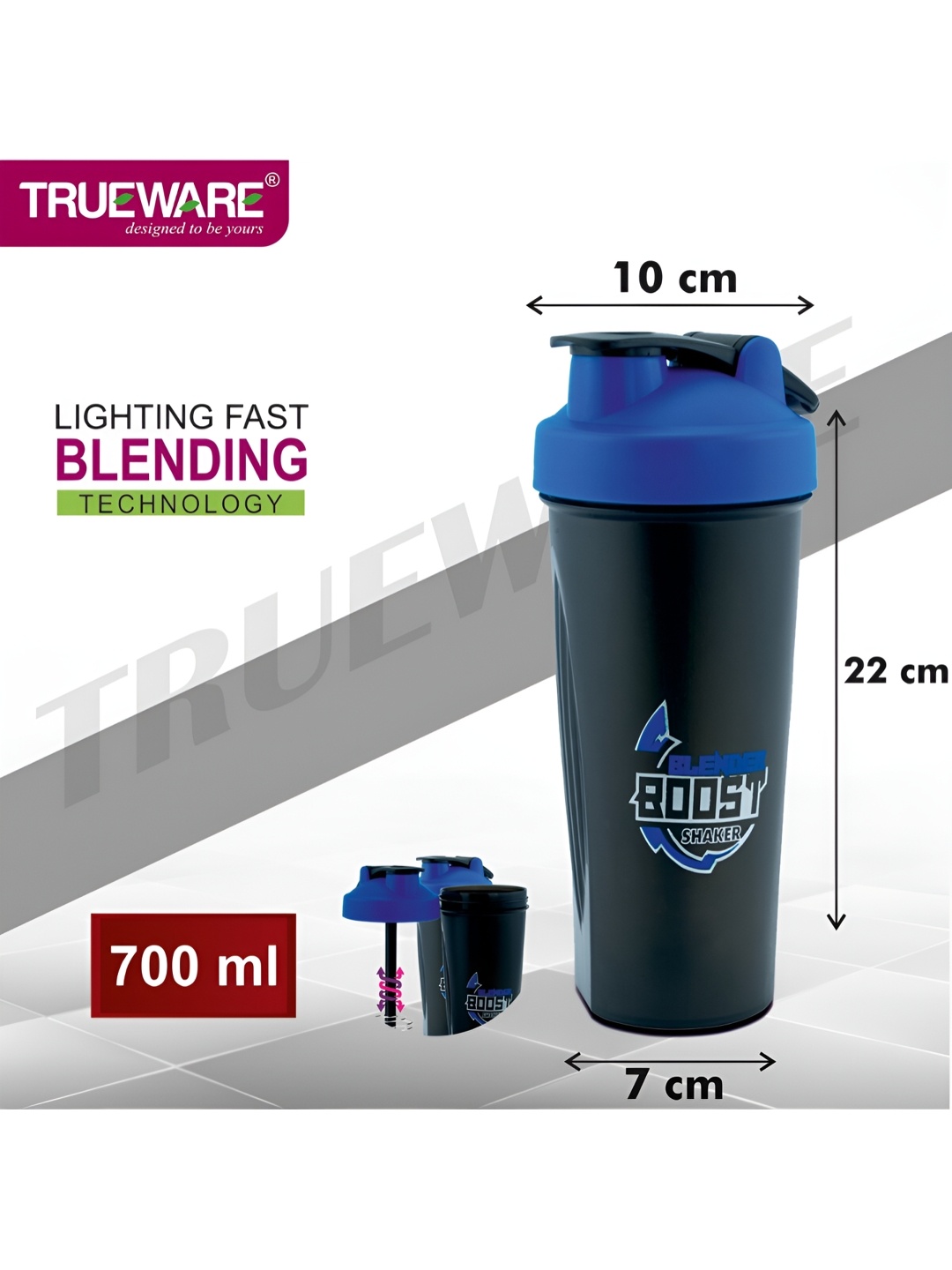 

Trueware Blue Printed Shaker Water Bottle 700 ml
