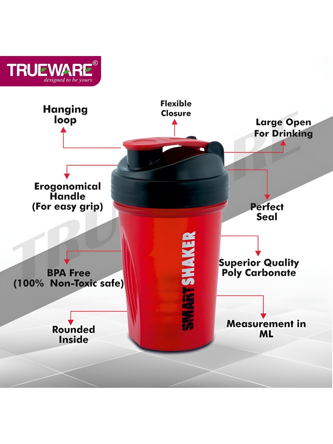 

Trueware Red 2 Pcs Printed Water Bottle 500 ml
