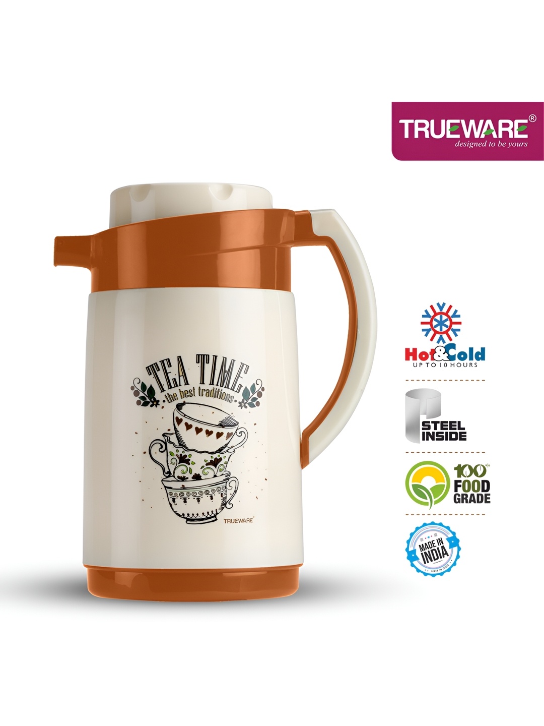 

Trueware White & Brown Typography Printed Flask 750ml