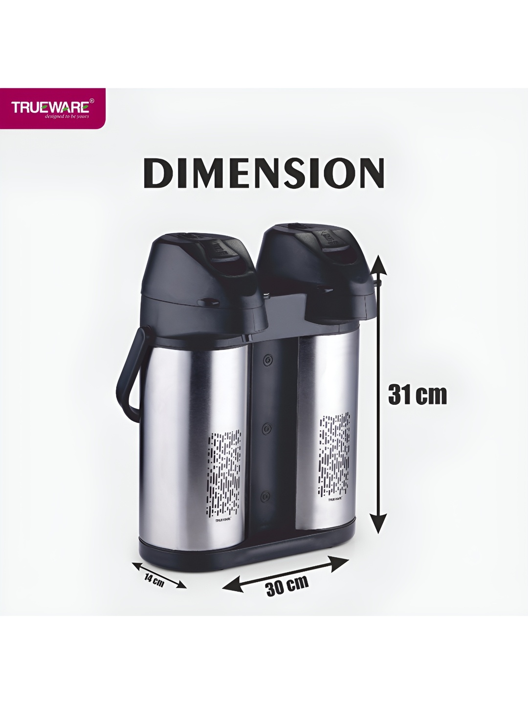 

Trueware Black Stainless Steel Flask Water Bottle 3L