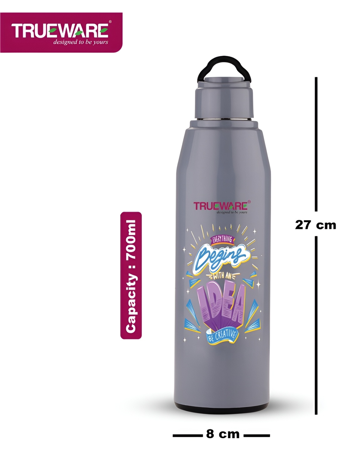 

Trueware Grey Single Plastic Water Bottle 700 ml