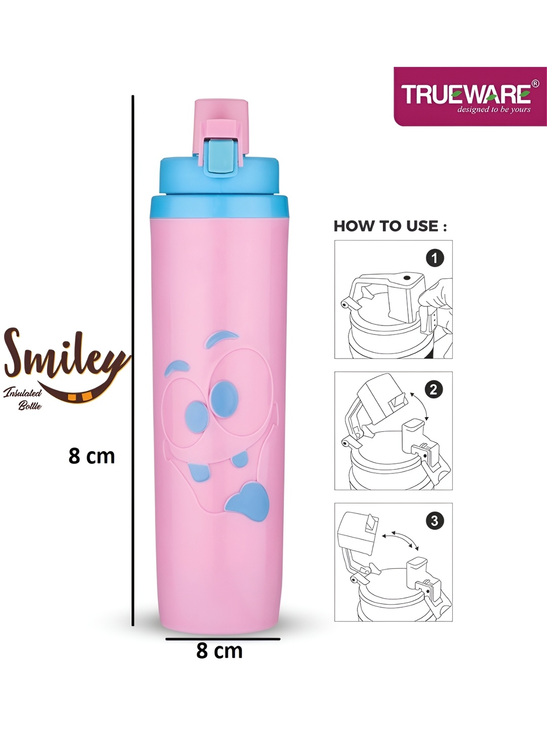 

Trueware Pink Printed Plastic Water Bottle 800 ml