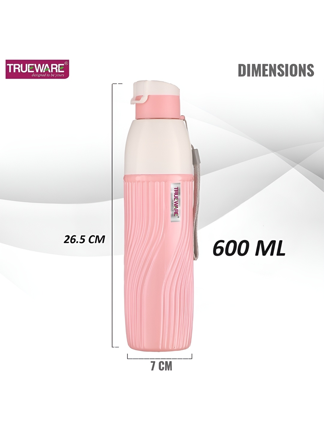 

Trueware Pink Textured Plastic Water Bottle 600 ml
