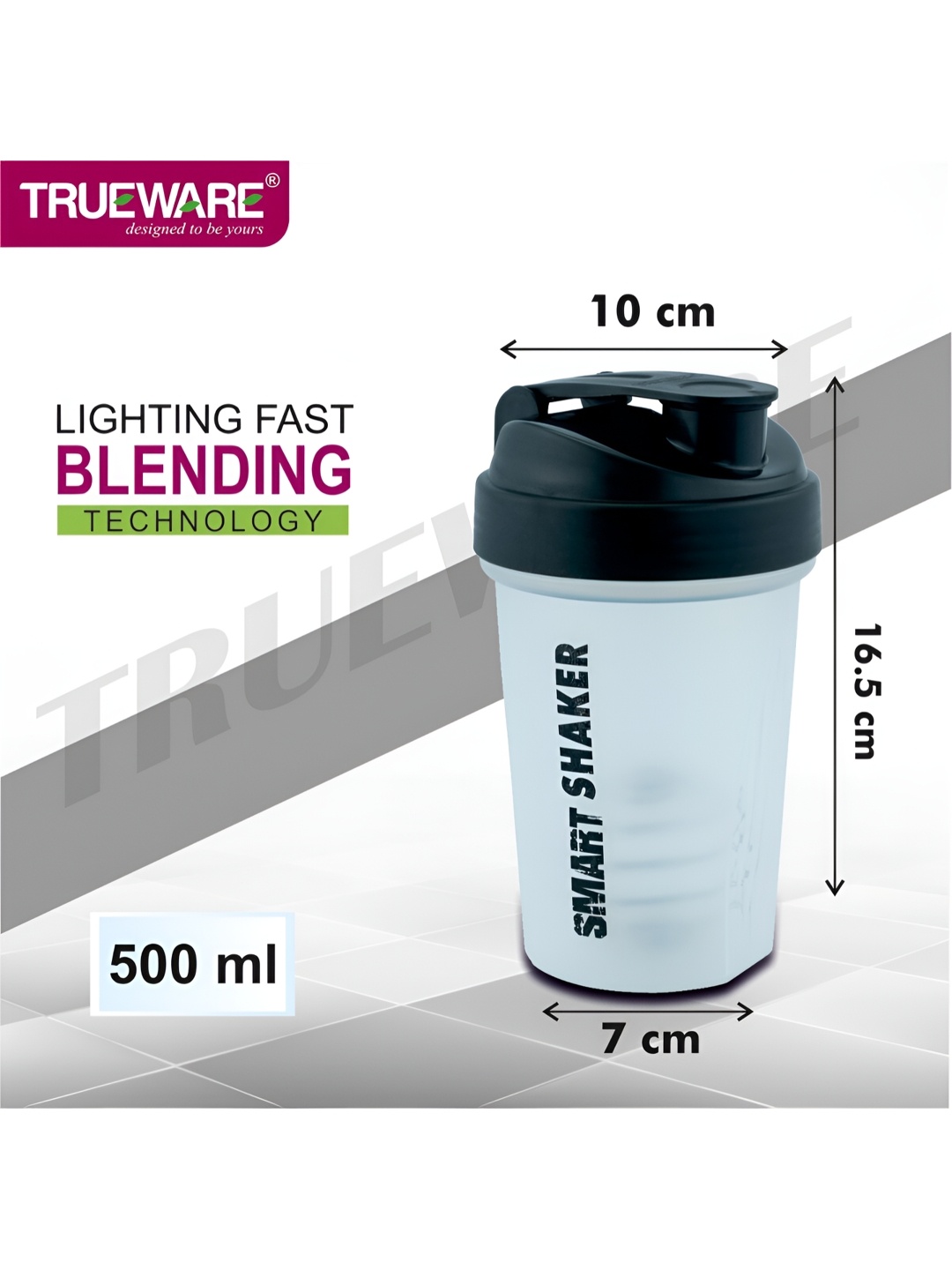 

Trueware Black & Blue Shaker Water Bottle 500 ml