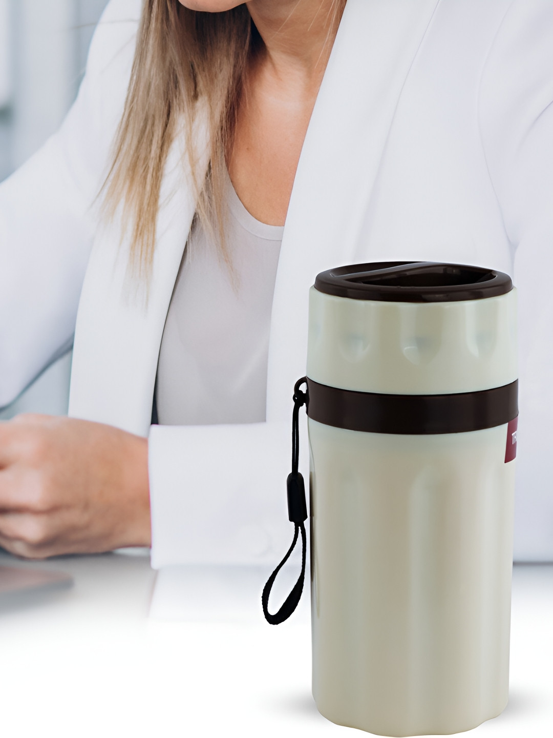 

Trueware Off White Stainless Steel Flask Water Bottle 500 ml