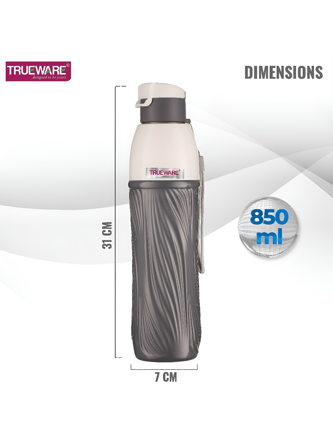 

Trueware Grey Plastic Water Bottle 850 ml